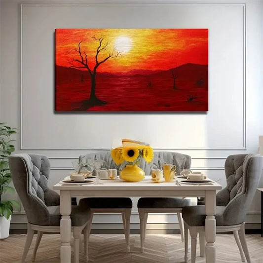 Sun Tree Without Leaves Wall Art Canvas Office Home Room Framed 120x60cm