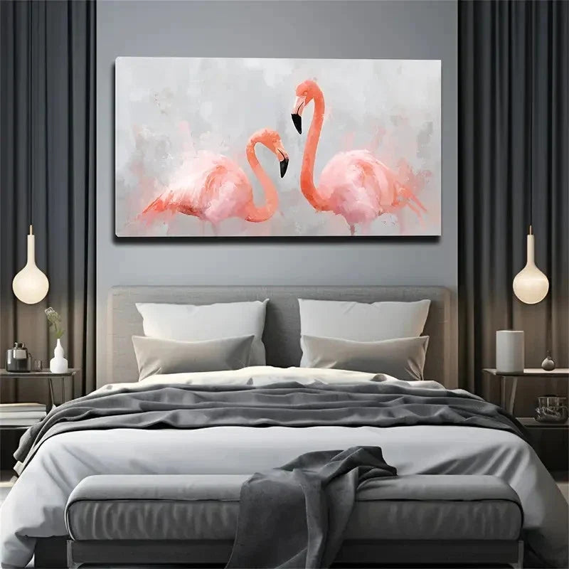 Modern Bohemian Flamingo Wall Art Canvas Office Home Room Framed 80x45cm
