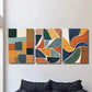 3pcs Retro Abstract Multi Color Block Geometric Wall Art Set Canvas Framed 40x60cm - High Quality Print 100% Australian Made Wall Canvas Ready to Hang