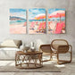 3pcs Umbrella Tents in Beach Decoration Wall Art Set Canvas Framed 40x60cm - High Quality Print 100% Australian Made Wall Canvas Ready to Hang