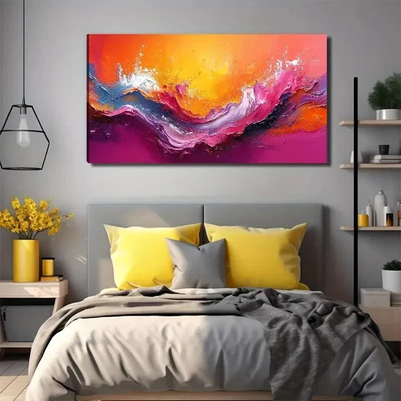 Abstract Painting Perfect Wall Art Canvas Office Home Room Framed 80x45cm