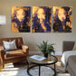 3pcs Human Face in Bold Orange & Blue Perfect Wall Art Set Canvas Framed 40x60cm - High Quality Print 100% Australian Made Wall Canvas Ready to Hang