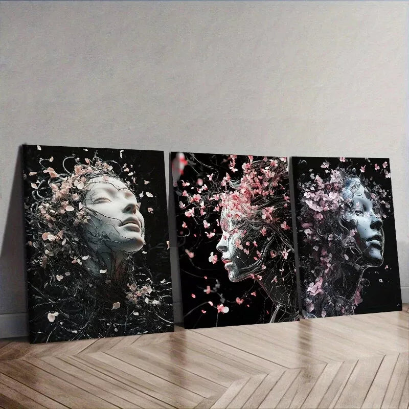 3pcs Ethereal Figure In Dark Background Wall Art Set Canvas Framed 40x60cm - High Quality Print 100% Australian Made Wall Canvas Ready to Hang