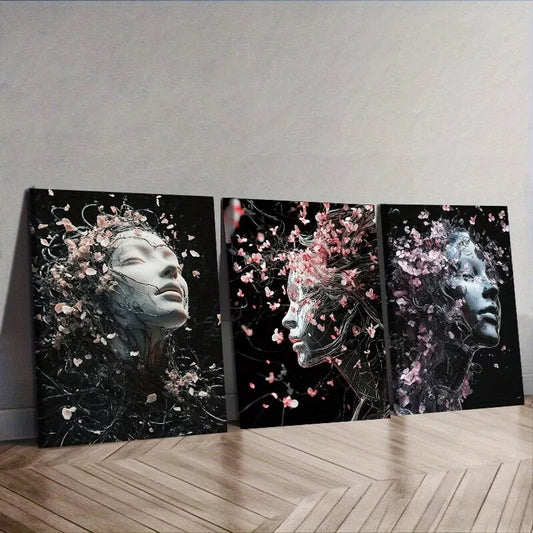 3pcs Ethereal Figure In Dark Background Wall Art Set Canvas Framed 40x60cm - High Quality Print 100% Australian Made Wall Canvas Ready to Hang