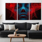 3pcs Neon Red and Blue Wireframe Design Perfect Wall Art Set Canvas Framed 40x60cm - High Quality Print 100% Australian Made Wall Canvas Ready to Hang