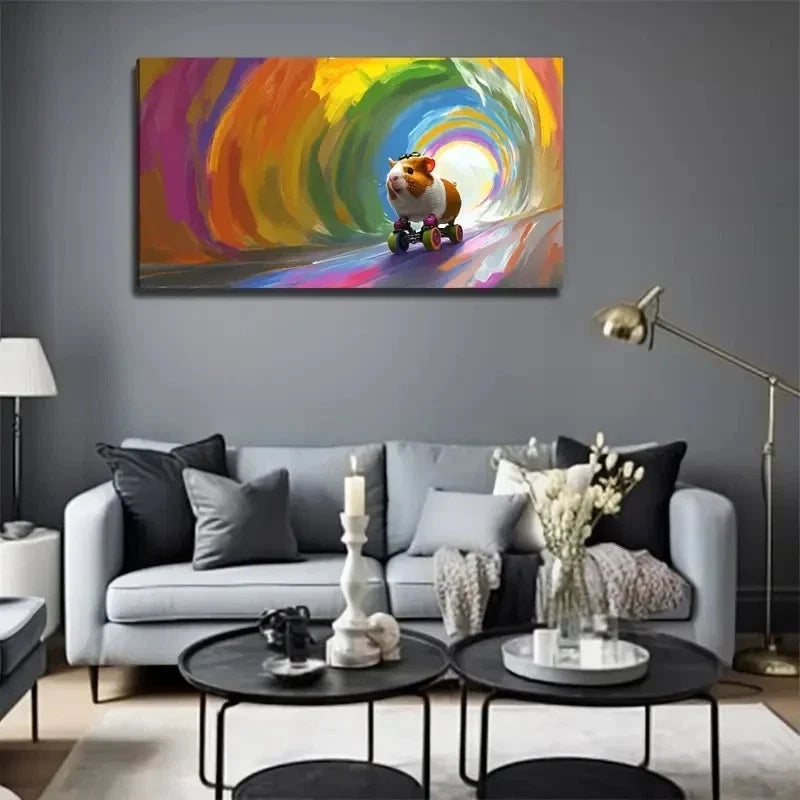 Groundhog Suitable Hamster Wall Art Canvas Office Home Room Framed 120x60cm