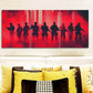 3pcs Soldiers in Formation Silhouette on Red Back Metal Print Ready to Hang Art