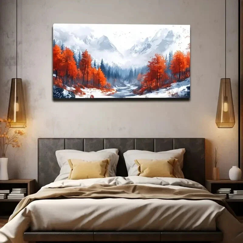 Majestic Snow-Covered Mountains Wall Art Canvas Office Home Room Framed 120x60cm