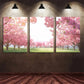 3pcs Cherry Blossom Trees Full Bloom Metal Print Ready to Hang Art