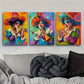 3pcss vibrant modern Colorful Clown Musician Wall Art Set Canvas Framed 40x60cm - High Quality Print 100% Australian Made Wall Canvas Ready to Hang