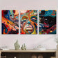 3pcs Abstract Face with Colorful Swirls Metal Print Ready to Hang Art
