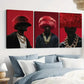 3pcs Black Man Art Luxury Red and Black Fashion Gold Wall Art Set Canvas Framed 40x60cm - High Quality Print 100% Australian Made Wall Canvas Ready to Hang