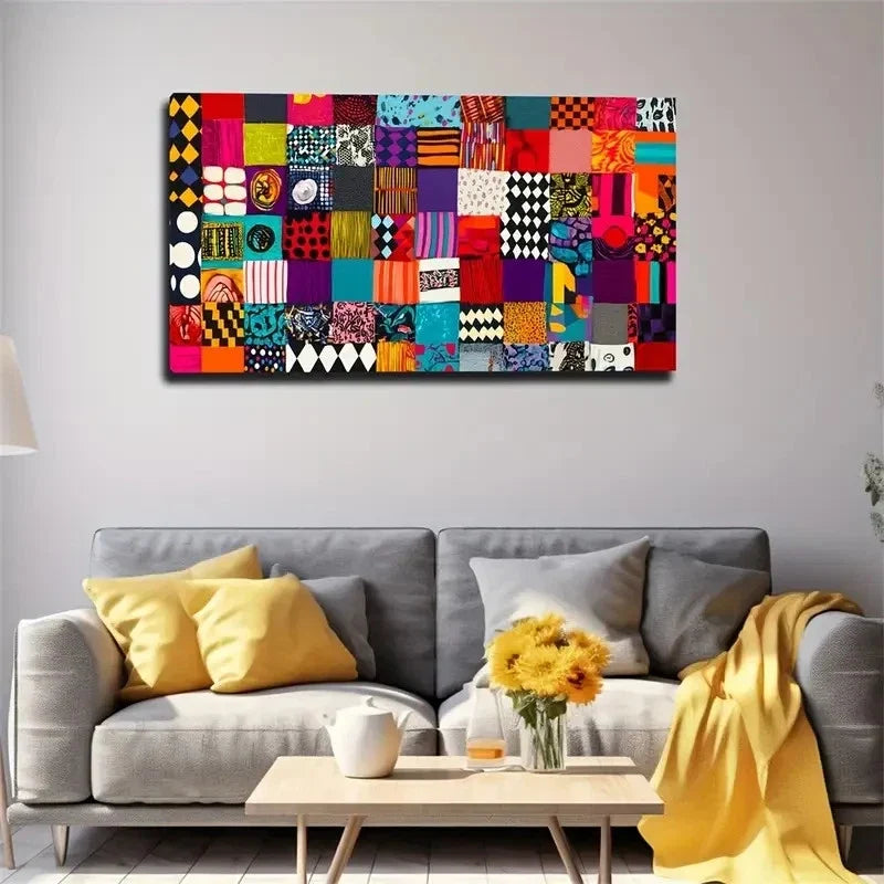 Vibrant Bohemian Style Large Wall Art Canvas Office Home Room Framed 80x45cm