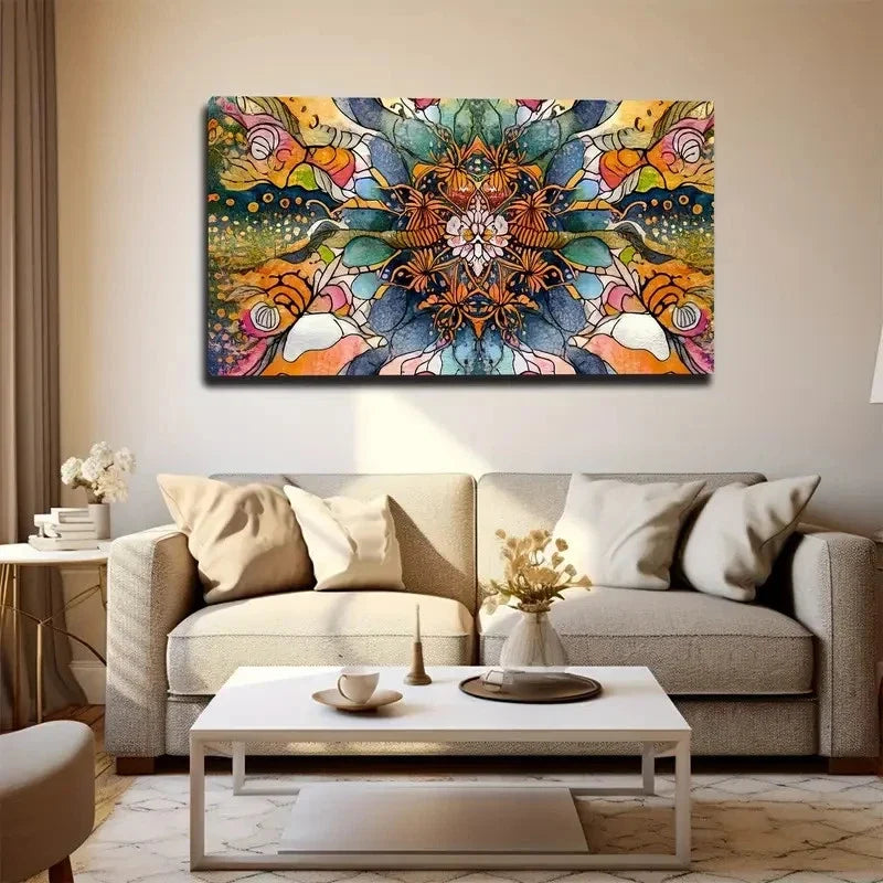 Mandala Vibrant Abstract Wall Art Canvas Office Home Room Framed 120x60cm