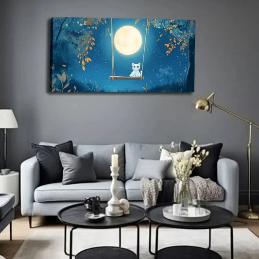 Serene Autumn Forest Swing Wall Art Canvas Office Home Room Framed 120x60cm