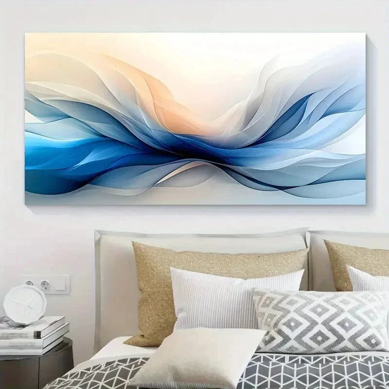 Modern Abstract Wave Decor Wall Art Canvas Office Home Room Framed 120x60cm