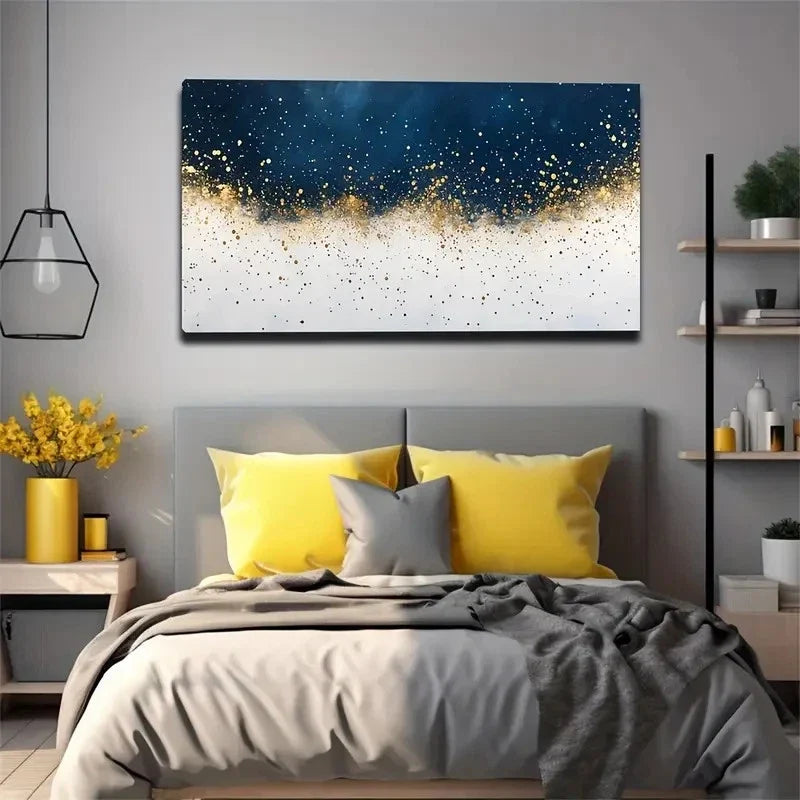 Dark Blue To White Gradient Wall Art Canvas Office Home Room Framed 120x60cm