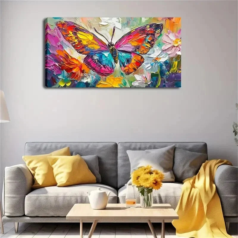 Beautiful Butterflies Outlined Wall Art Canvas Office Home Room Framed 120x60cm
