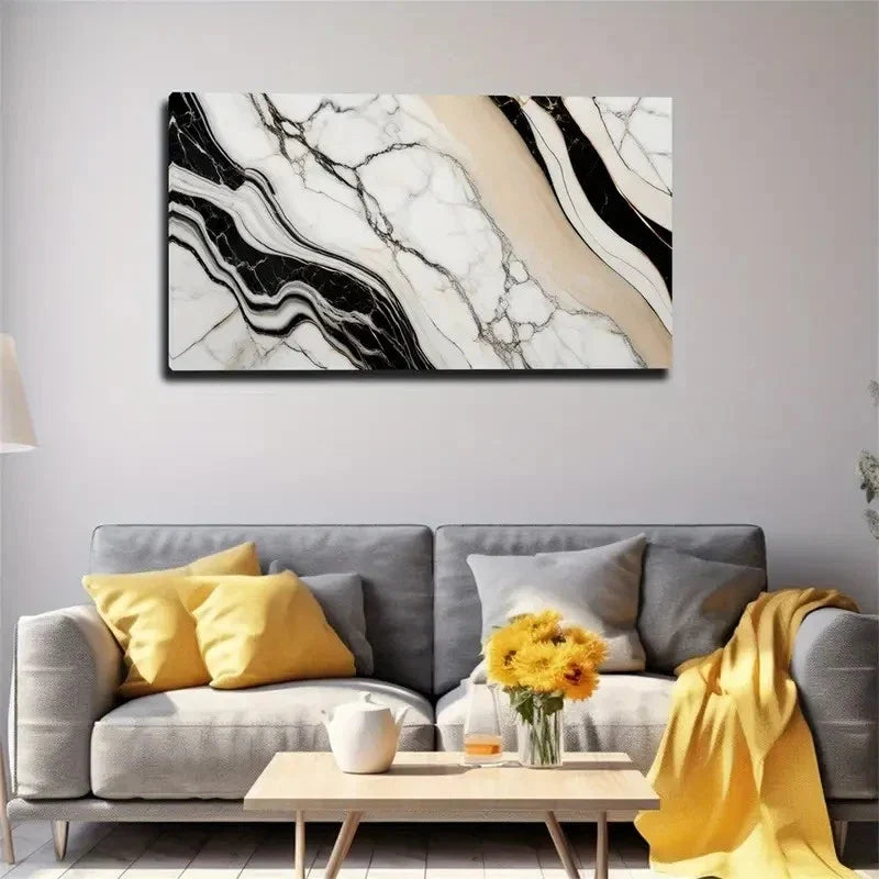 Abstract Marble Stripe Modern Wall Art Canvas Office Home Room Framed 120x60cm