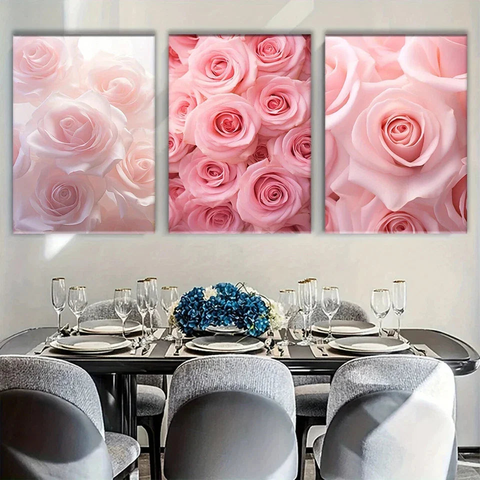 3pcs Pink Peony Floral Aesthetic Metal Print Ready to Hang Art