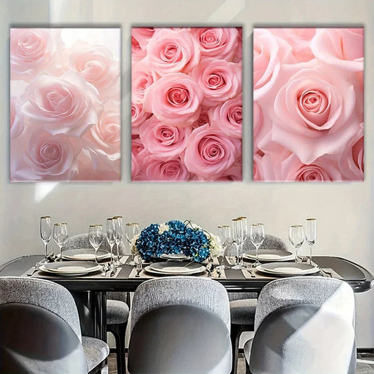 3pcs Pink Peony Floral Aesthetic Metal Print Ready to Hang Art