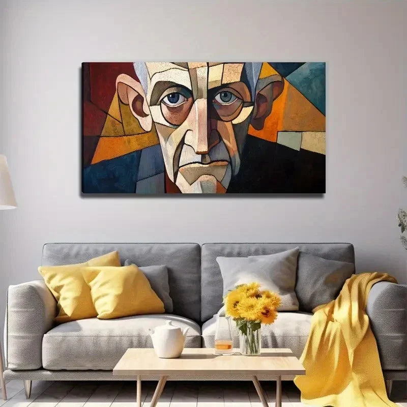 Old For Man's Face Wall Art Canvas Office Home Room Framed 120x60cm
