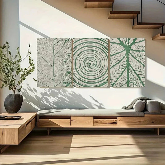 3pcs Sage Green Leaf Botanical Metal Print Ready to Hang Art