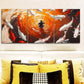3pcs Vibrant Koi Fish & Fisherman Scene, Metal Print Ready to Hang Art