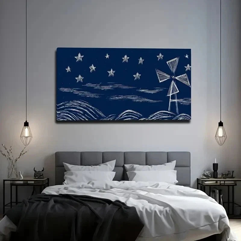 Starry Night Wall Art Canvas Office Home Room Framed 120x60cm