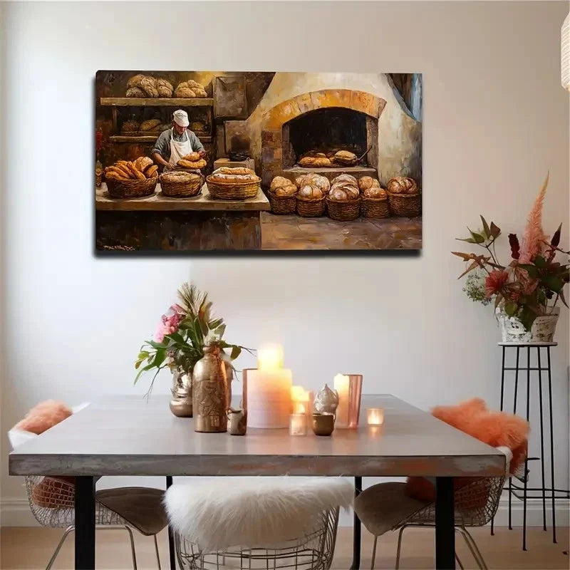 Bread Baking Bakery Wall Art Canvas Office Home Room Framed 120x60cm