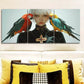 3pcs Featuring Colorful Parrots And Girls Metal Print Ready to Hang Art