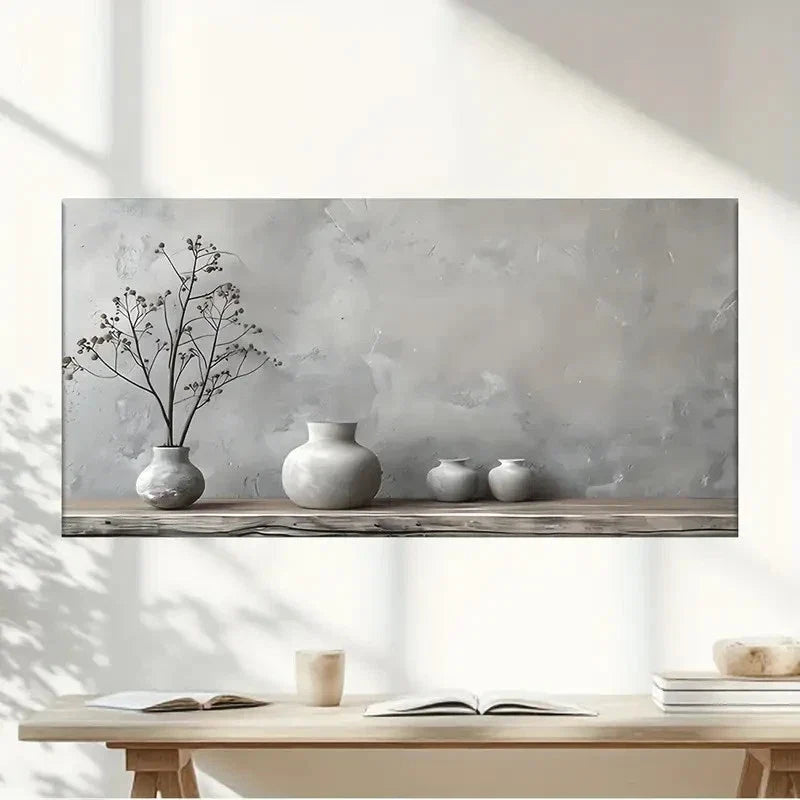 Gray Vases Table Rustic Wall Art Canvas Office Home Room Framed 120x60cm