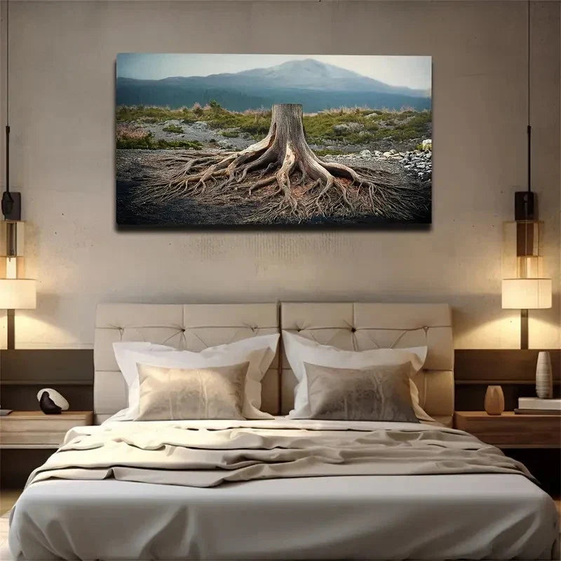 Dramatic Tree Roots Wall Art Canvas Office Home Room Framed 120x60cm