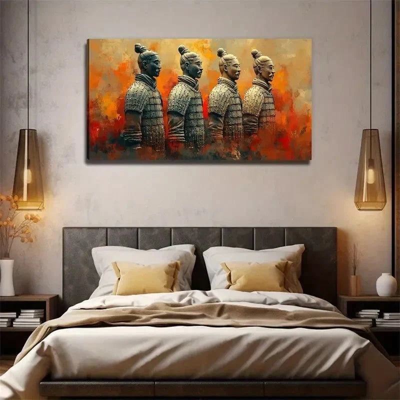 Ancient Terracotta Warriors Wall Art Canvas Office Home Room Framed 80x45cm