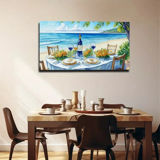 Bohemian Modern Beach Wall Art Canvas Office Home Room Framed 80x45cm