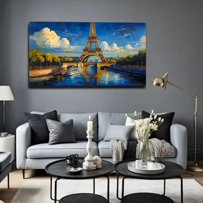 The Eiffel Tower Under Sky Wall Art Canvas Office Home Room Framed 80x45cm