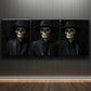 3pcs Skeleton in Suit Darkness Perfect Fear Wall Art Set Canvas Framed 40x60cm - High Quality Print 100% Australian Made Wall Canvas Ready to Hang