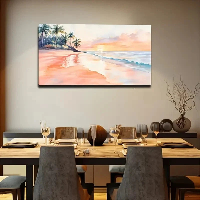 Sunrise On The Beach Wall Art Canvas Office Home Room Framed 120x60cm
