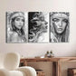 3pcs Elegant Abstract Ladies Gray & White Native Wall Art Set Canvas Framed 40x60cm - High Quality Print 100% Australian Made Wall Canvas Ready to Hang