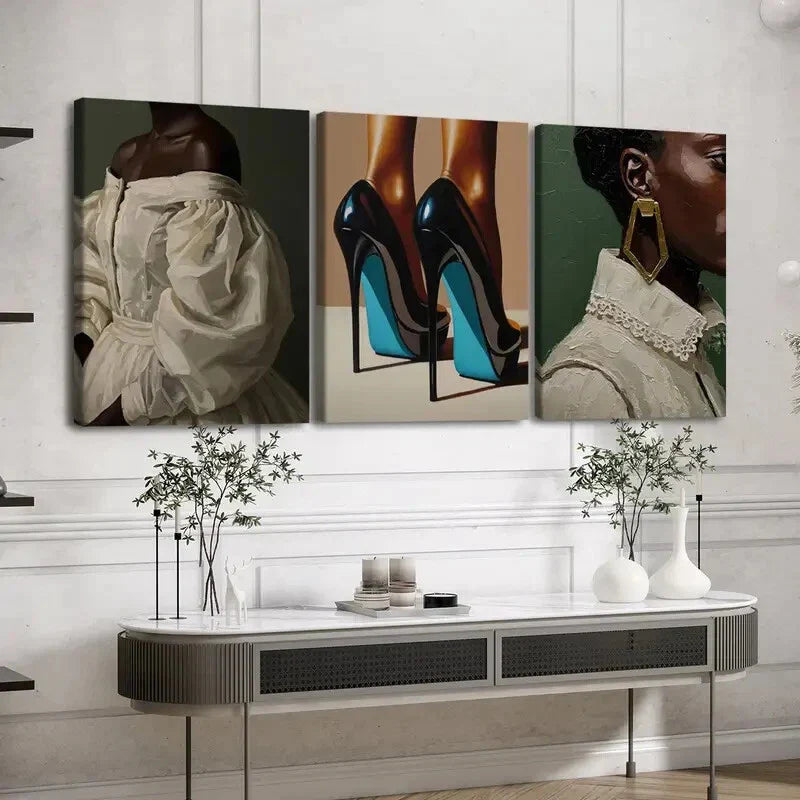 3pcs Fashion Artwork Vibrant Colors Black White Wall Art Set Canvas Framed 40x60cm - High Quality Print 100% Australian Made Wall Canvas Ready to Hang