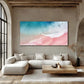 Pink Beach Gradient Waves Wall Art canvas office home room framed 120x60cm