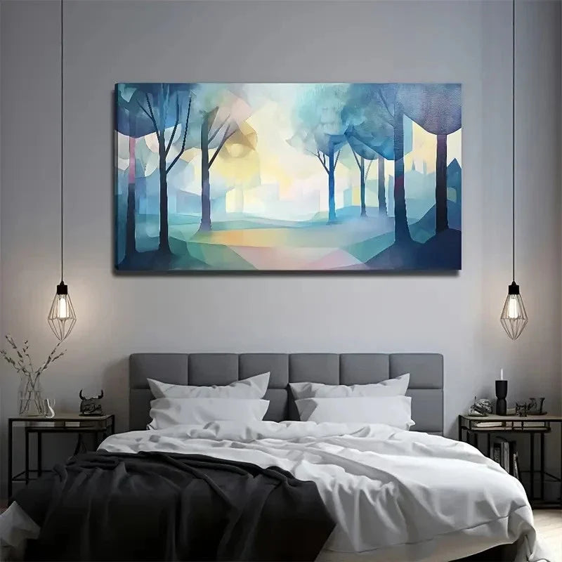 Psychedelic Woods Suitable Wall Art Canvas Office Home Room Framed 120x60cm