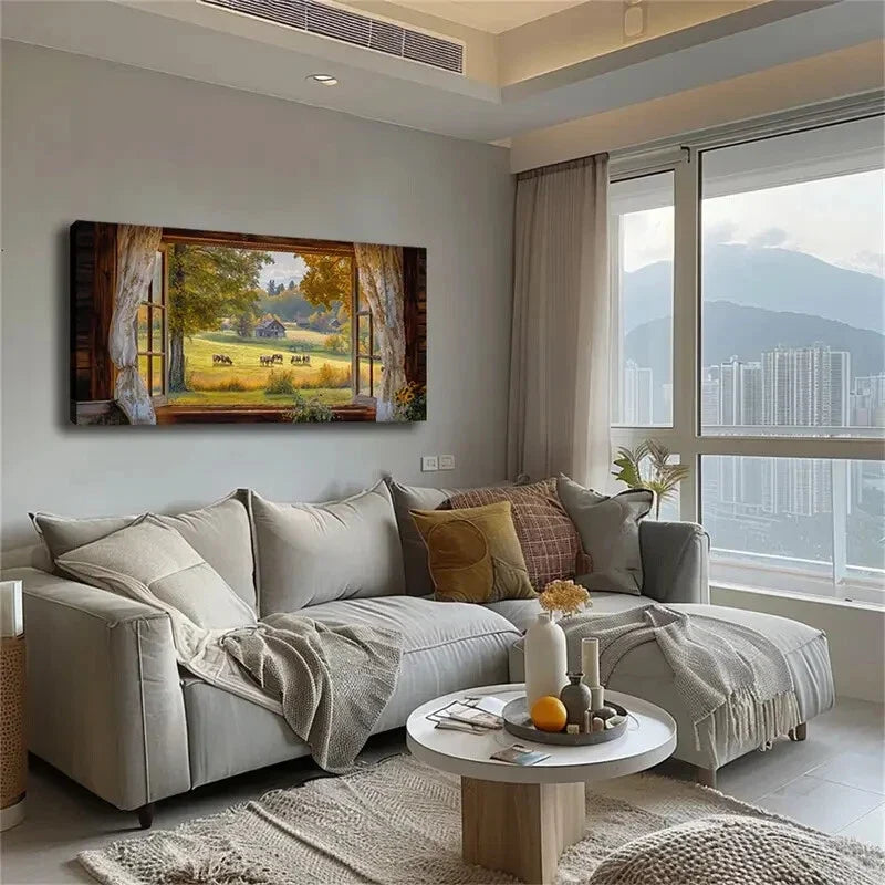 Several Cows Grazing Leisurely Wall Art Canvas Office Home Room Framed 120x60cm