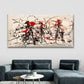Abstract Red & Black Splatter Wall Art Canvas Office Home Room Framed 120x60cm