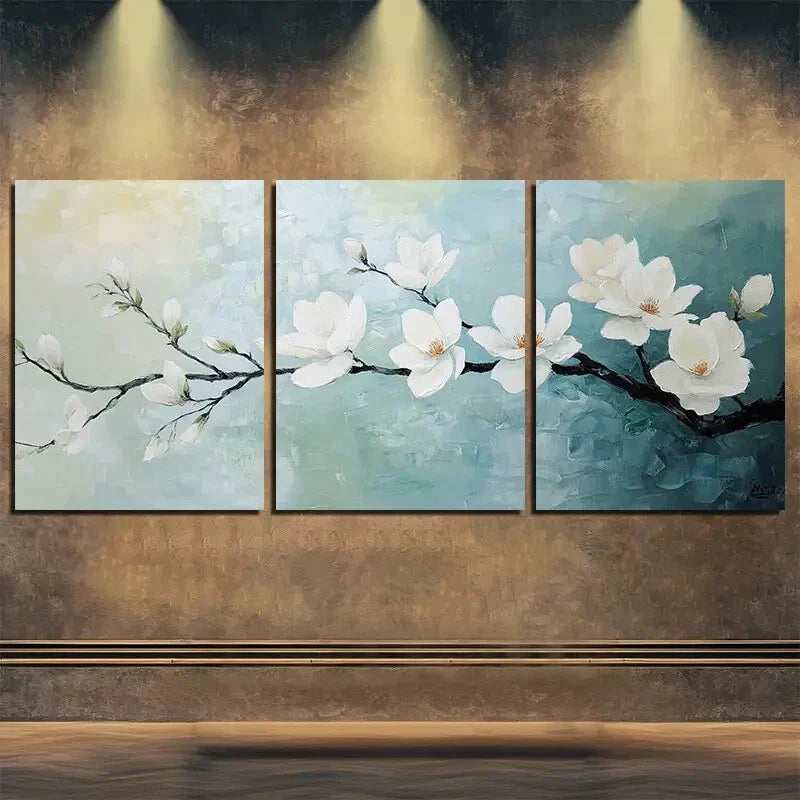 3pcs White Flower Colorful Nature Beauty Perfect Wall Art Set Canvas Framed 40x60cm - High Quality Print 100% Australian Made Wall Canvas Ready to Hang