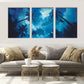 3pcs Modern Blue Sky Abstract Metal Print Ready to Hang Art