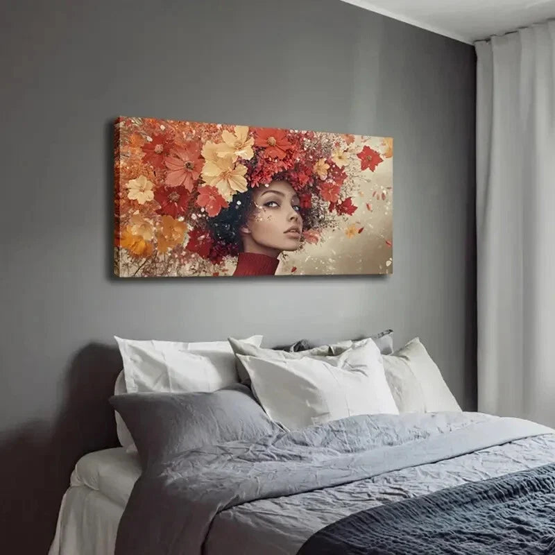 Modern Minimalist Autumn Floral Wall Art Canvas Office Home Room Framed 120x60cm