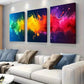 3pcs Modern Vibrant Abstract Color Splash Wall Art Set Canvas Framed 40x60cm - High Quality Print 100% Australian Made Wall Canvas Ready to Hang