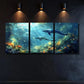 3pcs Vibrant Underwater Dolphin Ocean Scene Wall Art Set Canvas Framed 40x60cm - High Quality Print 100% Australian Made Wall Canvas Ready to Hang