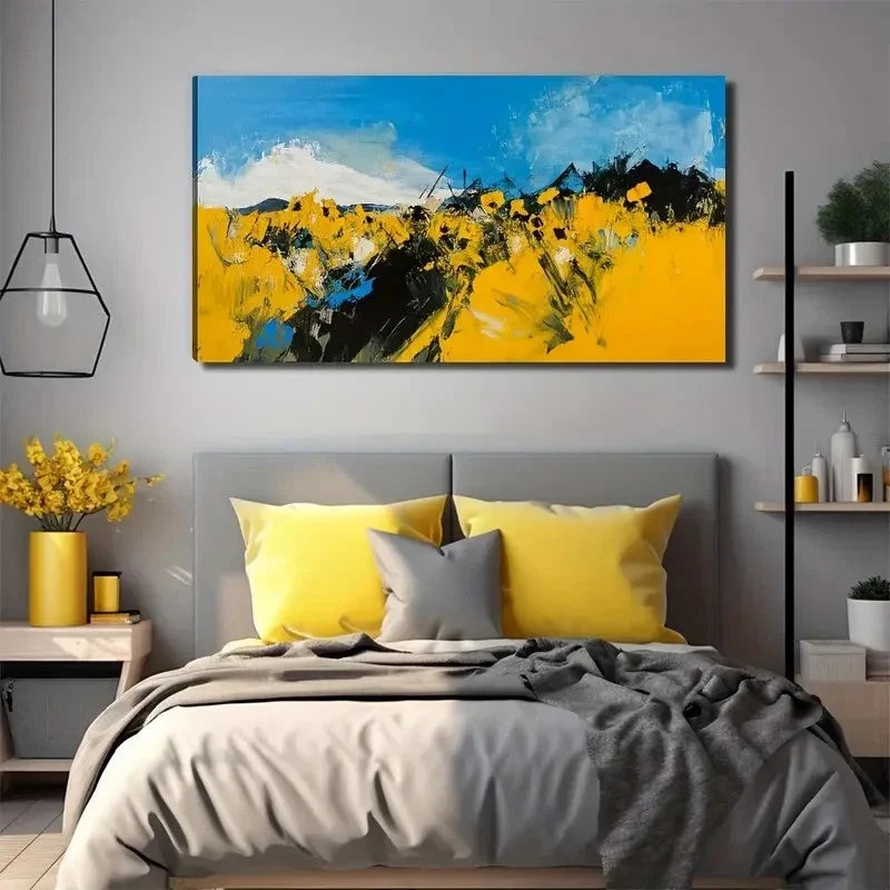 Abstract Wheat Field Perfect Wall Art Canvas Office Home Room Framed 80x45cm